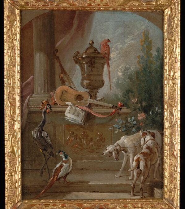 Study for decorative panel with two hounds