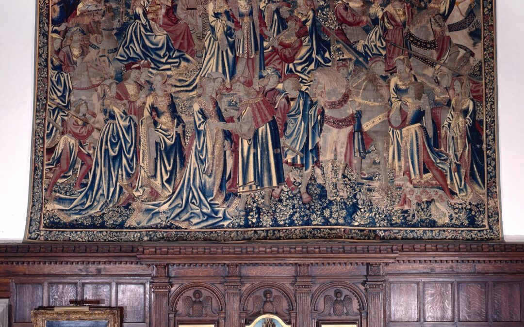 Tapestry with scenes of amorous couples