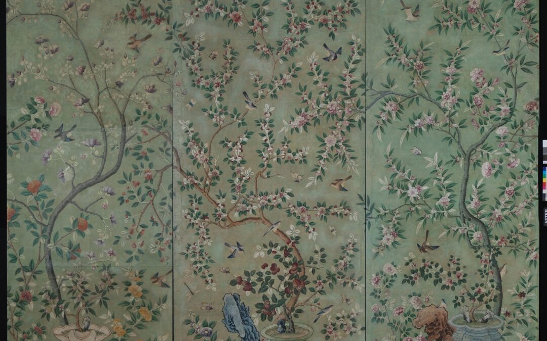 20 panels of hand painted Chinese wallpaper